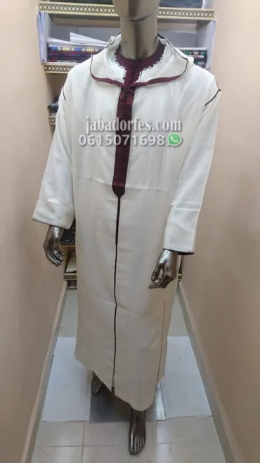 جلابة شعرى حرة مشرطة أبيض