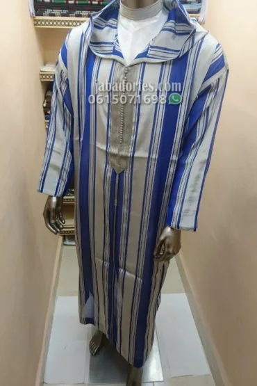 جلابة شعرى مشرطة زرق ملكي