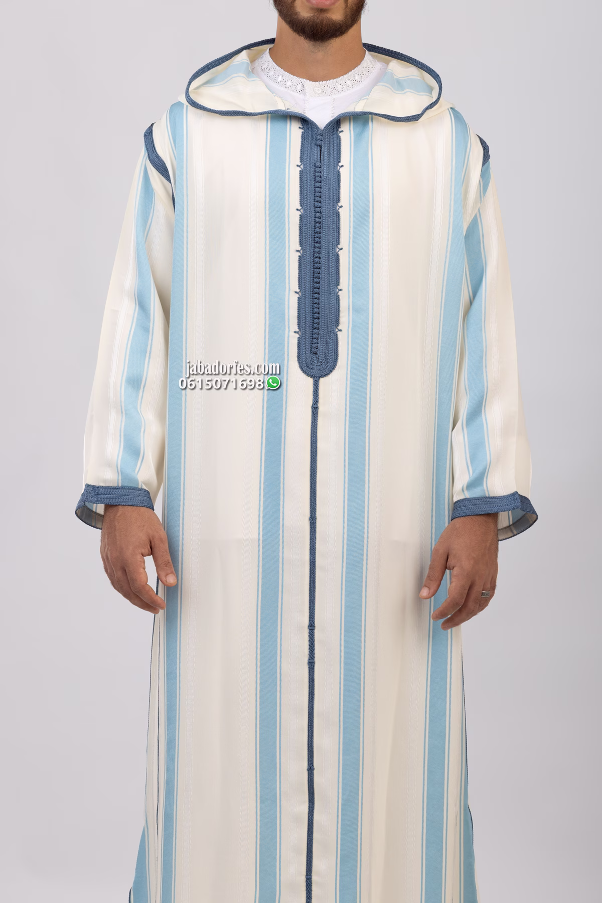 جلابة للرجال شعرى بخطوط بلو سيال 3 جلابة للرجال شعرى بخطوط بلو سيال