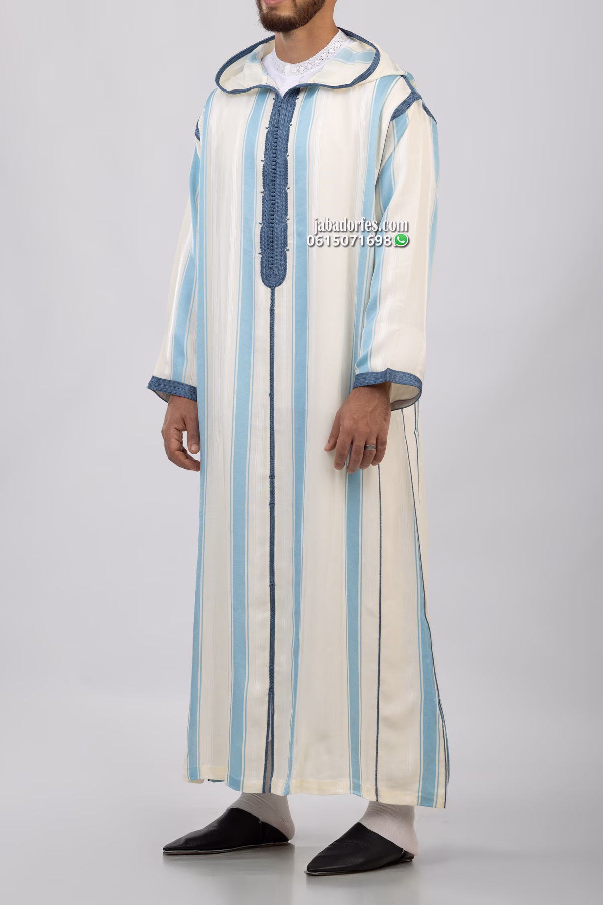 جلابة للرجال شعرى بخطوط بلو سيال 1 جلابة للرجال شعرى بخطوط بلو سيال