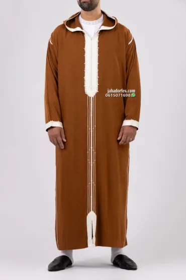 جبادور فاس 31 جلابة للرجال مليفة رقيقة لون جملي خماسي