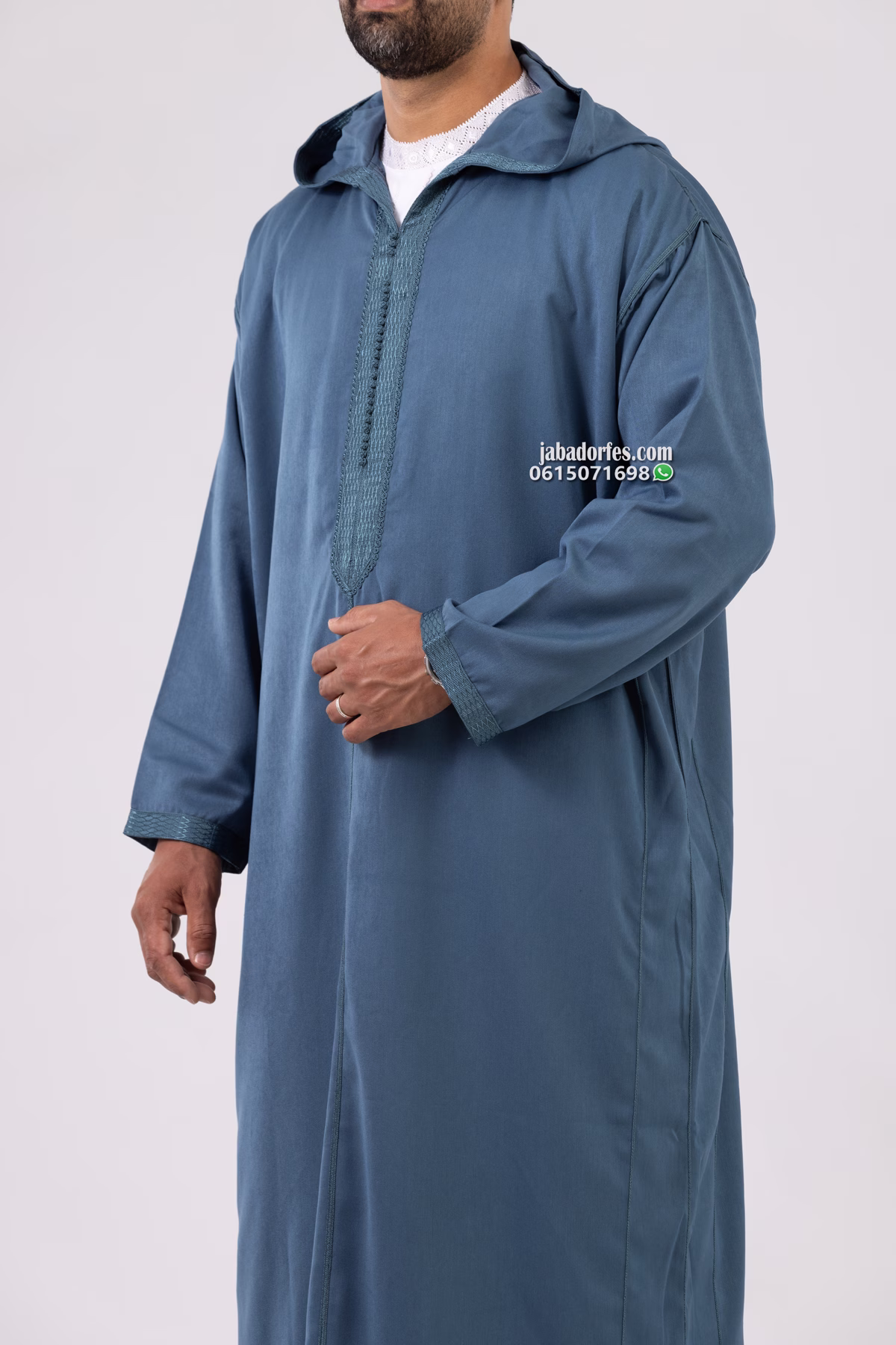 جلابة للرجال مليفة رقيقة أزرق بترولي 2 جلابة للرجال مليفة رقيقة أزرق بترولي