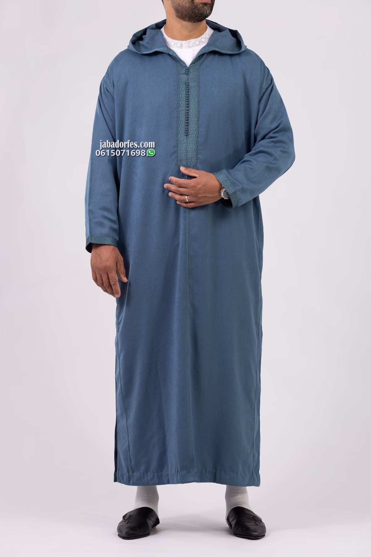 جلابة للرجال مليفة رقيقة أزرق بترولي 1 جلابة للرجال مليفة رقيقة أزرق بترولي