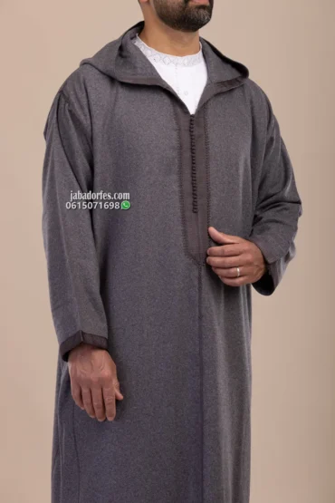 جبادور فاس 10 جلابة-للرجال-تويد-رمادي-شتوي-خفيف