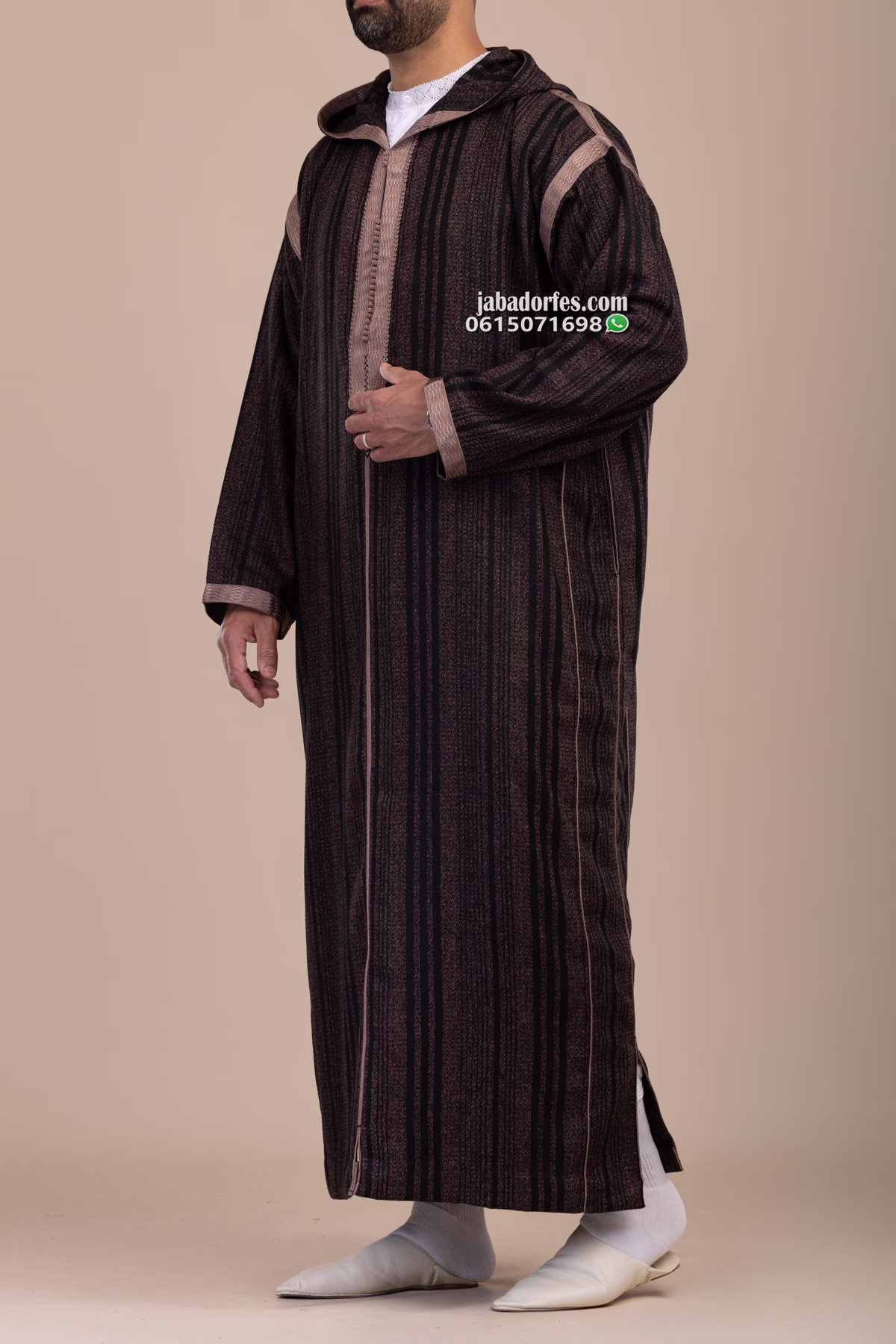 جلابة للرجال جيرلان بخطوط زهري شتوي خفيف 1 جلابة للرجال جيرلان بخطوط زهري شتوي خفيف