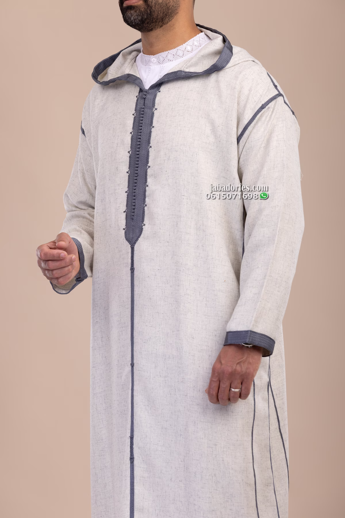 جلابة للرجال ماريو بول رمادي شتوي خفيف 2 جلابة للرجال ماريو بول رمادي شتوي خفيف