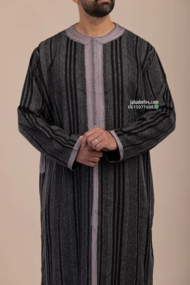 جبادور فاس 2 قفطان للرجال جيرلان رمادي شتوي خفيف