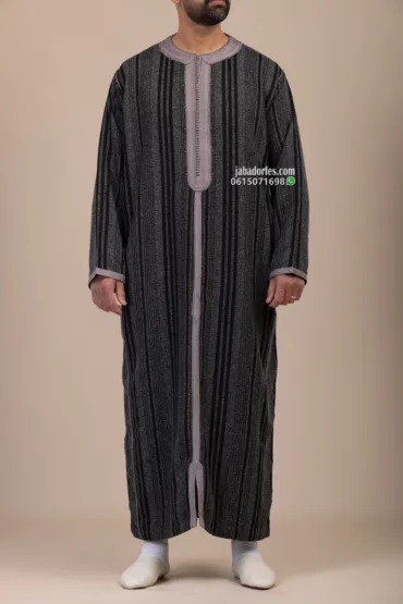 جبادور فاس 1 قفطان للرجال جيرلان رمادي شتوي خفيف